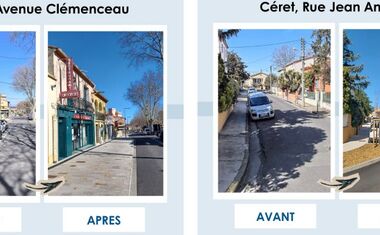 Mise en esthétique des réseaux : A Céret, les réseaux passent en souterrain Avenue Clémenceau et Rue Jean Amade.